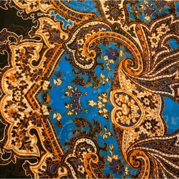 Carmen Marc Valvo Women's Size XL Semi Sheer Boho Printed Blouse - Picture 5 of 5